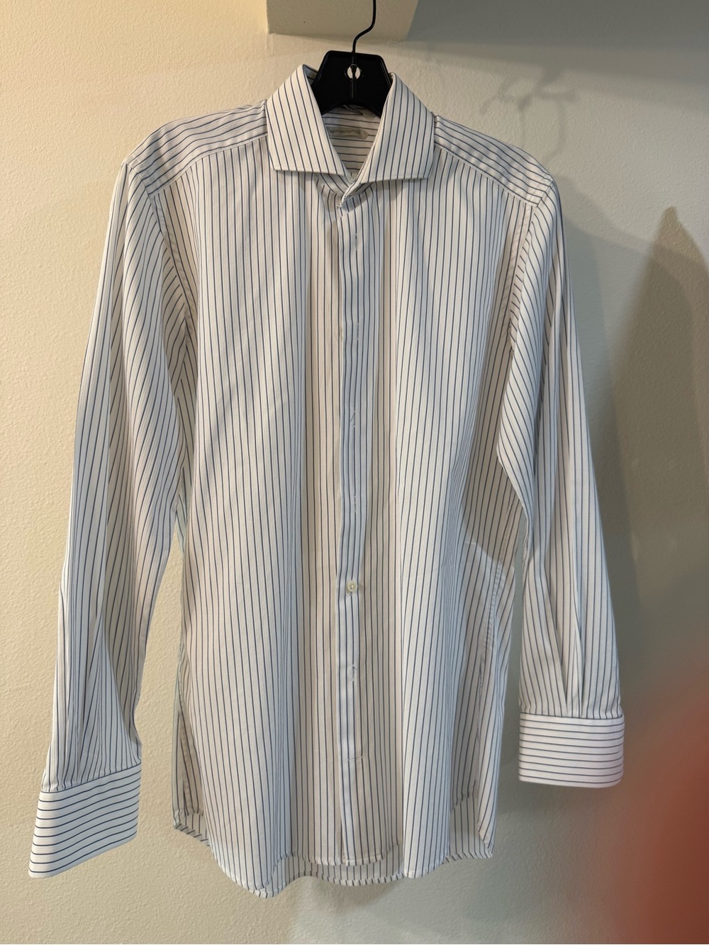 Suitsupply White Dress Shirt with Navy Pinstripes
